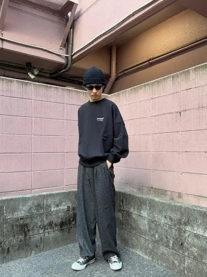 COOTIE | Silk Nep Herringbone 2 Tuck Wide Trousers